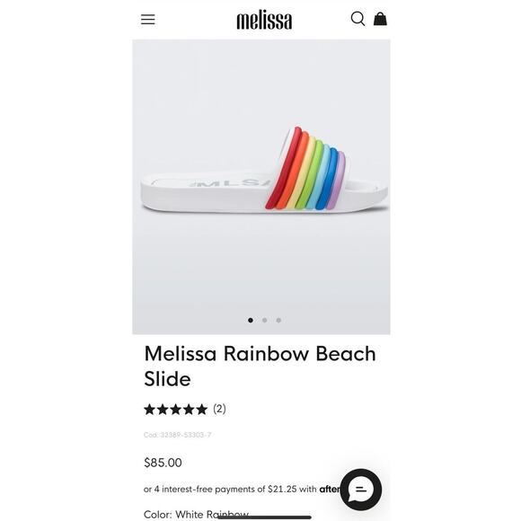 MLSA Melissa Rainbow Striped Beach Slides NEW! Size US 7, 38 EUR - Picture 2 of 9